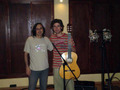 At studio CUE with sound engineer Giannis Mavridis during a recording session break (Thessaloniki-2008).