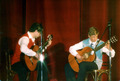 Thanos (10yo) playing a duo concert with his first guitar teacher George Pekas (1983).